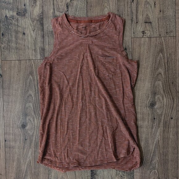 Pact Gingerbread Pinstripe Maternity Slub Pocket Tank - Picture 2 of 4